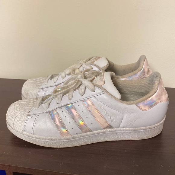 adidas | Shoes | Adidas Superstar Shoes With Shiny Iridescent Details |  Poshmark